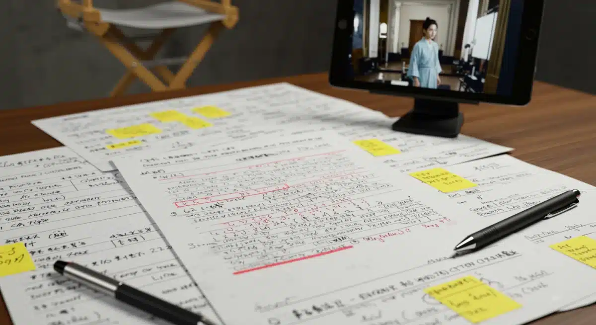 Behind-the-scenes look at C-drama script and production notes, highlighting meticulous planning.