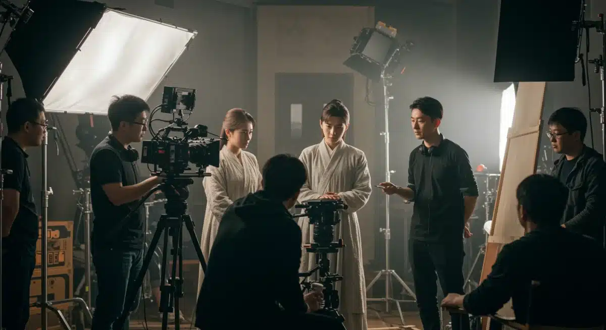 Behind-the-scenes C-drama production with director and crew