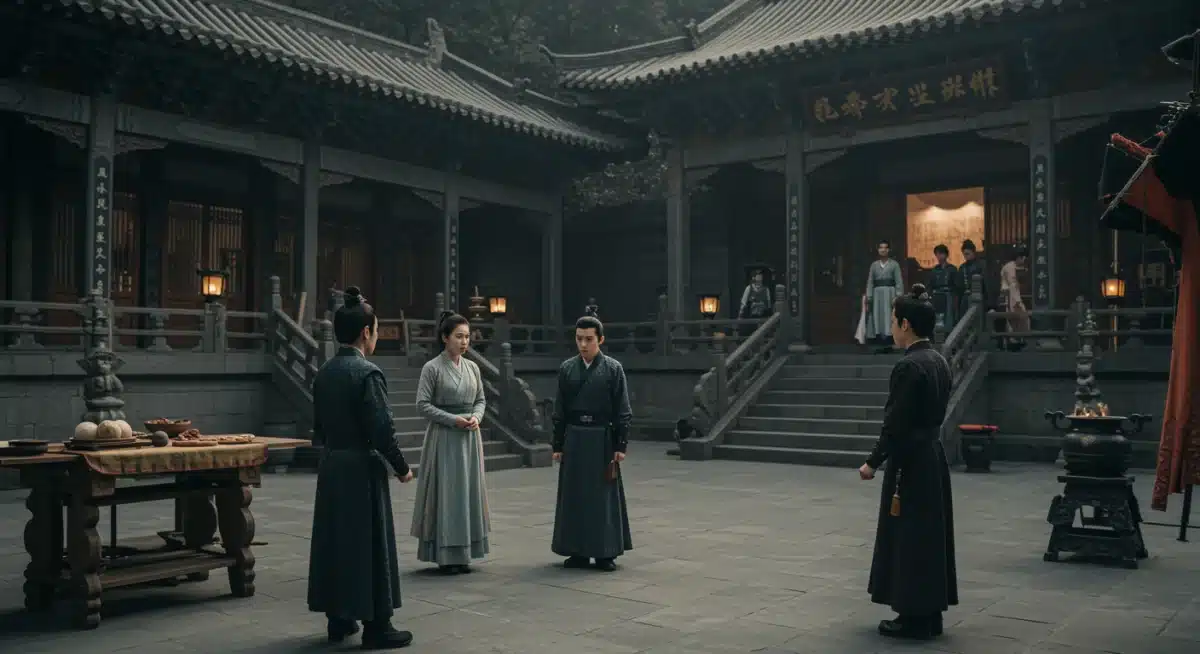 Behind-the-scenes of a C-drama historical epic set with actors and crew