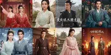 Captivating C-drama posters for Spring 2025 new releases, featuring prominent actors and diverse genres.