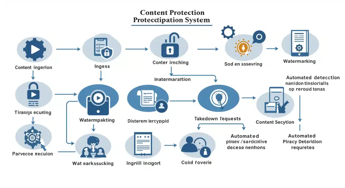 Workflow of advanced content protection and anti-piracy system