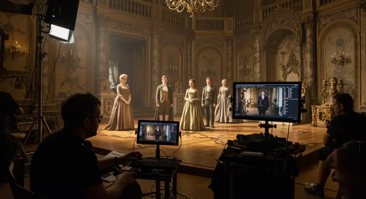 Behind-the-scenes look at Crimson Bloom production set with director and actors