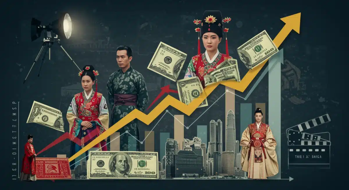 Infographic depicting financial growth and investment in Asian drama co-productions