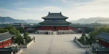 Grand imperial palace, traditional Chinese architecture, historical C-Drama setting