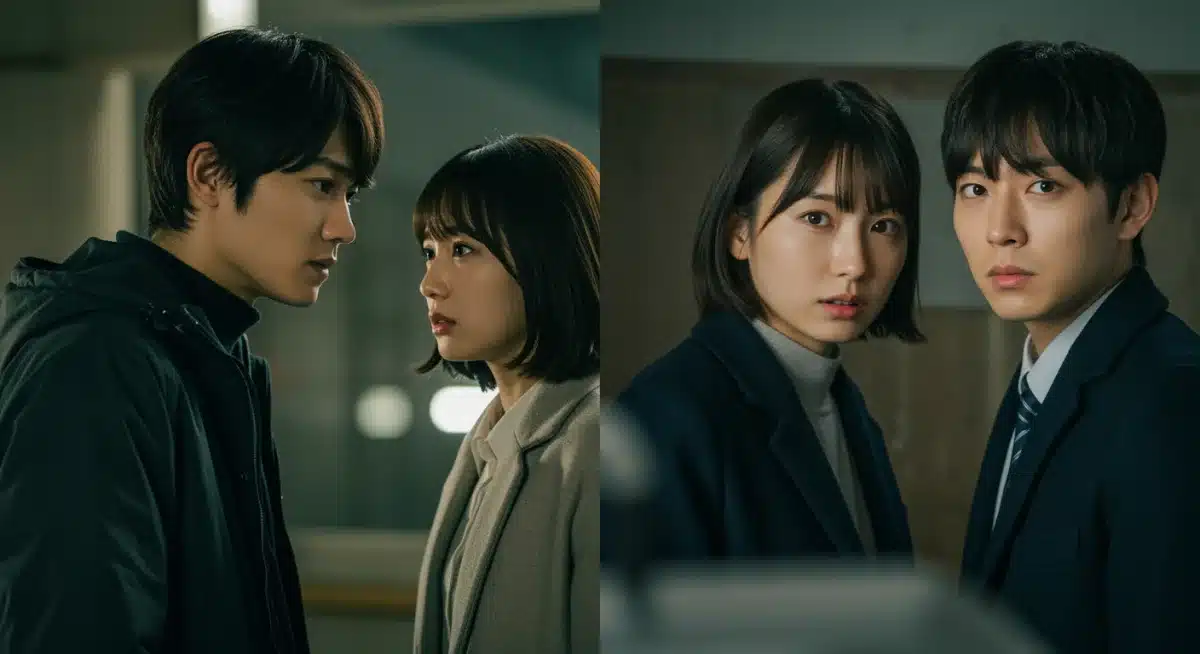 Split screen of emotional and comedic scenes from new J-dramas, showing thematic diversity.