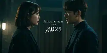 Dramatic K-drama cliffhanger scene with intense character expressions