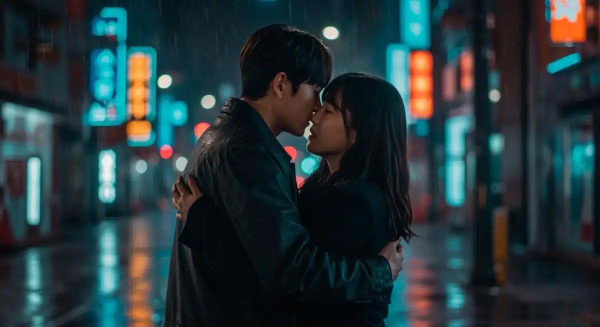 Intense romantic scene from a highly anticipated 2025 K-drama, showcasing emotional depth and stunning cinematography.