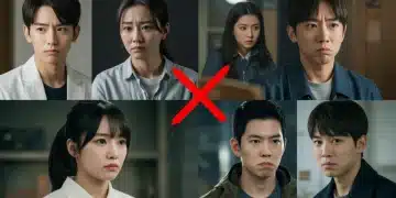 Collage of four Asian drama posters deemed overrated, with critical overlay.