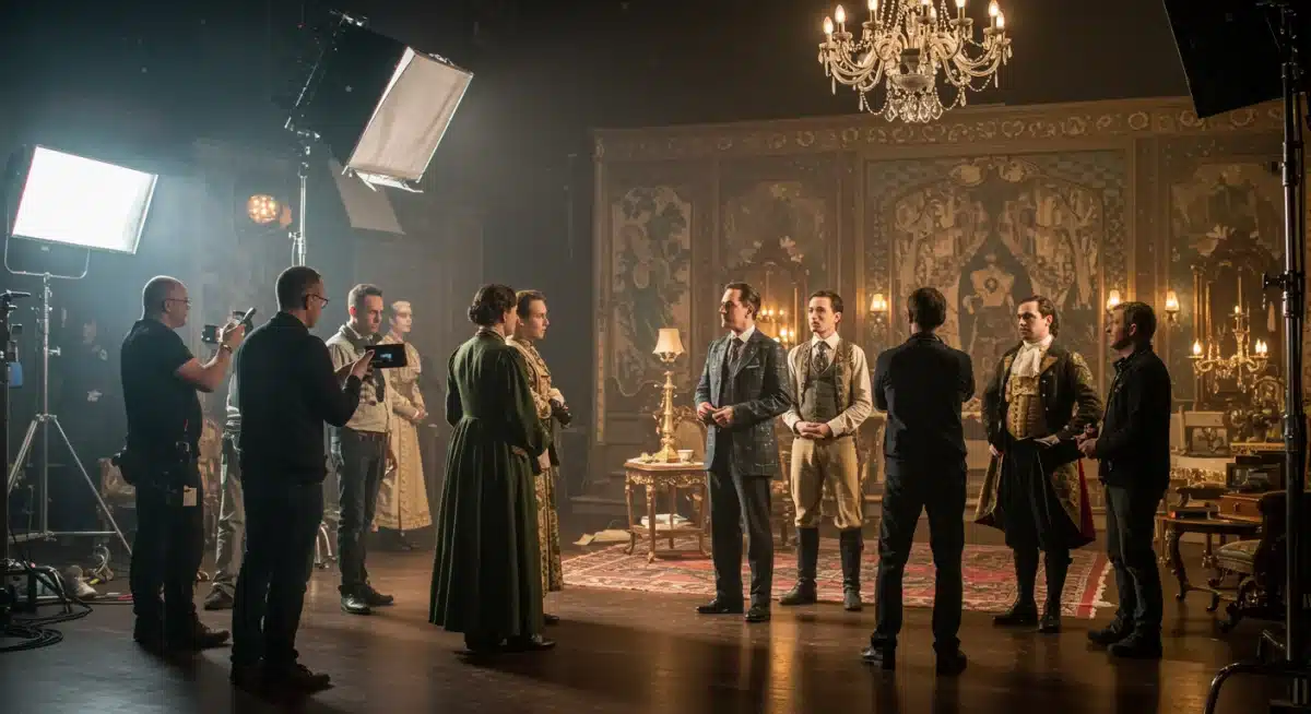 Behind-the-scenes production of 2025 Thai drama Starlight Serenade, showcasing detailed set design.