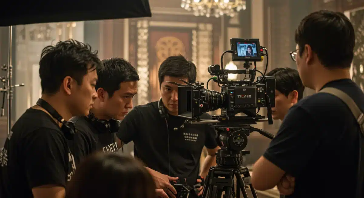 Behind-the-scenes look at a modern T-Drama production set, emphasizing high quality and crew dedication.