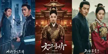 Dynamic collage featuring scenes from three highly anticipated Asian dramas of late 2025, showcasing diverse genres and prominent actors.