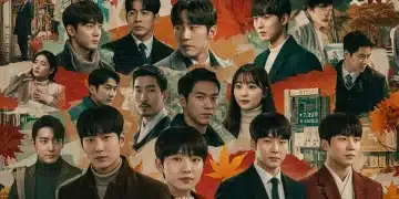 Dynamic collage of diverse Korean actors and autumn scenery, representing new K-drama releases for Fall 2026.