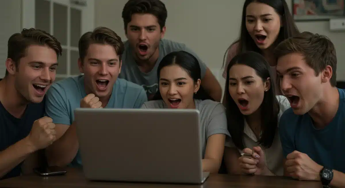 American audience captivated by a Thai drama on a laptop, showing cross-cultural appeal.