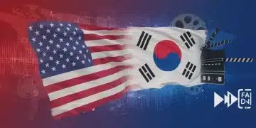 US and Korean flags intertwined, symbolizing a powerful broadcasting partnership for 2026.